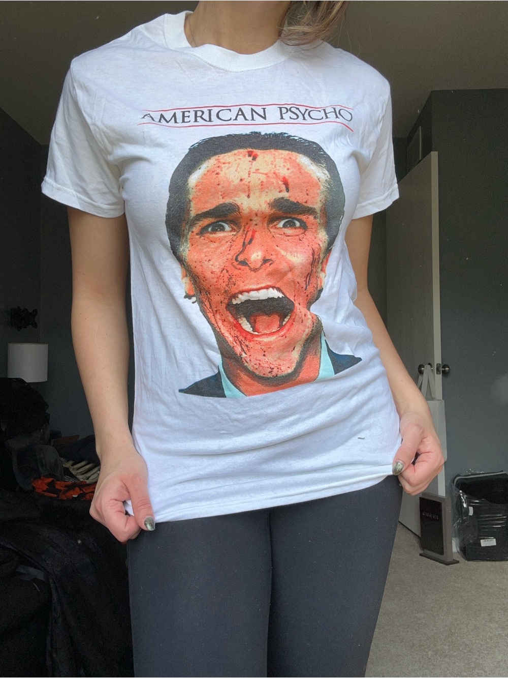 White 'American Psycho' Graphic Short Sleeve Tee